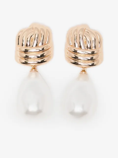 Self-Portrait pear-drop earrings