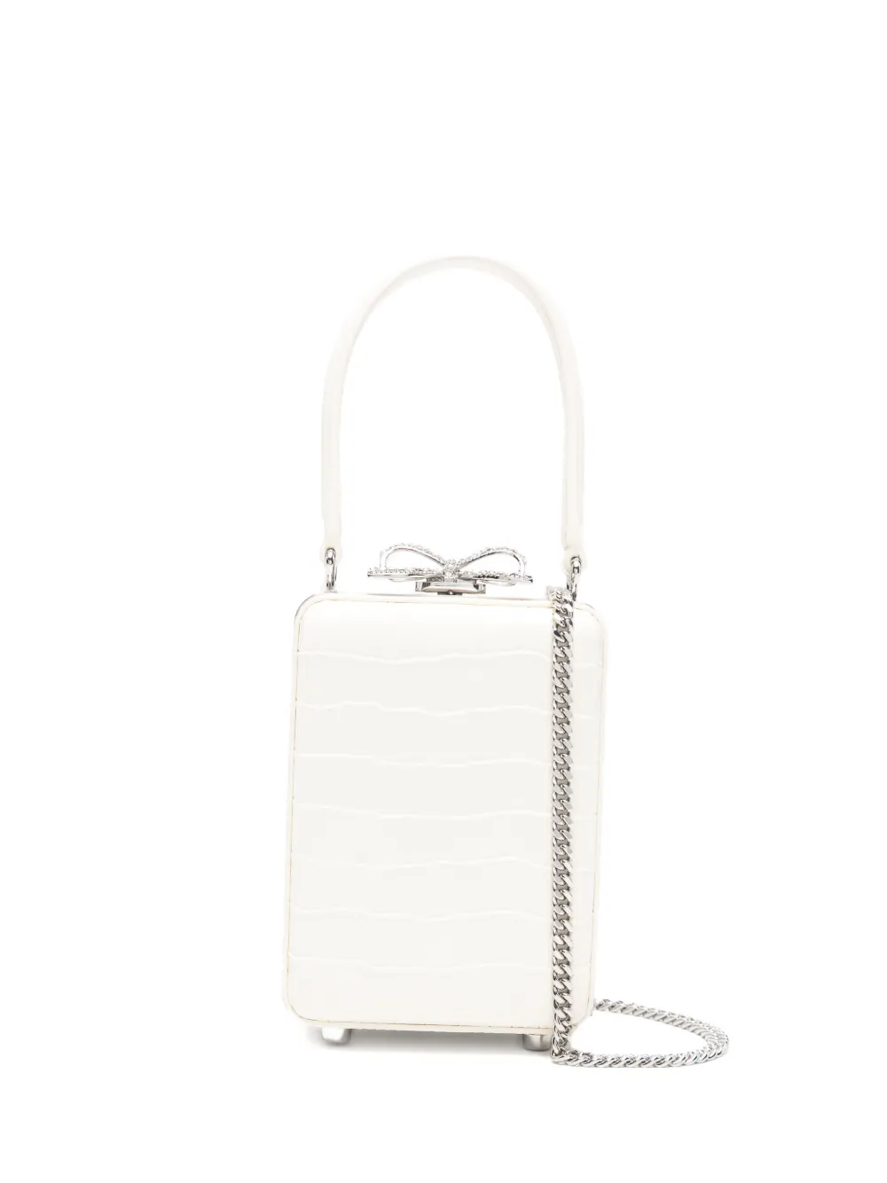 Self-Portrait micro crocodille-effect leather tote bag | Neutrals | Image 1