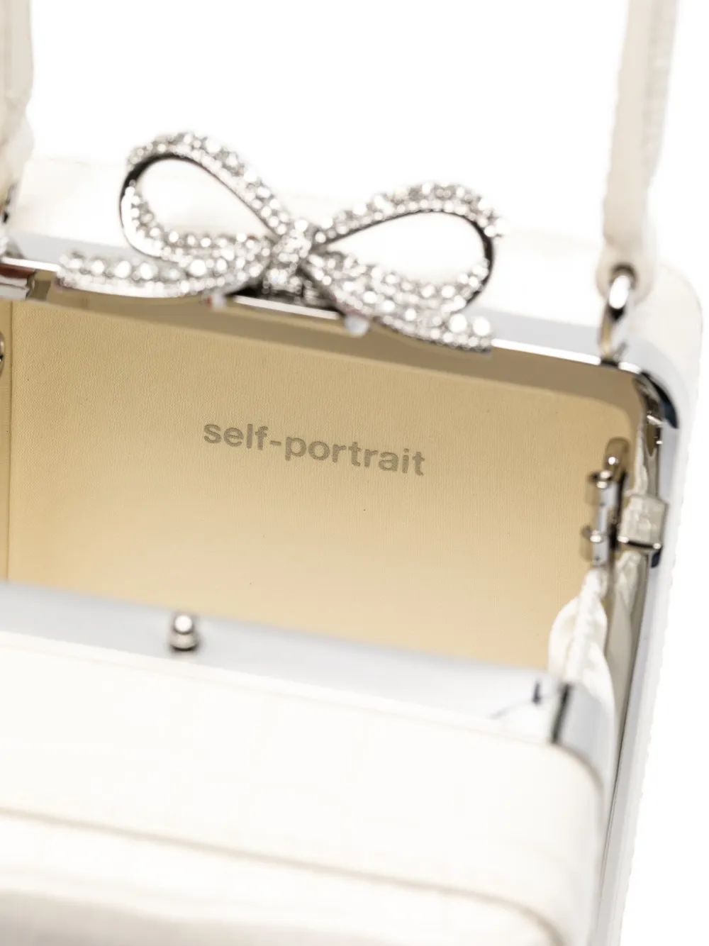 Self-Portrait Leren shopper met krokodillen-reliëf Beige