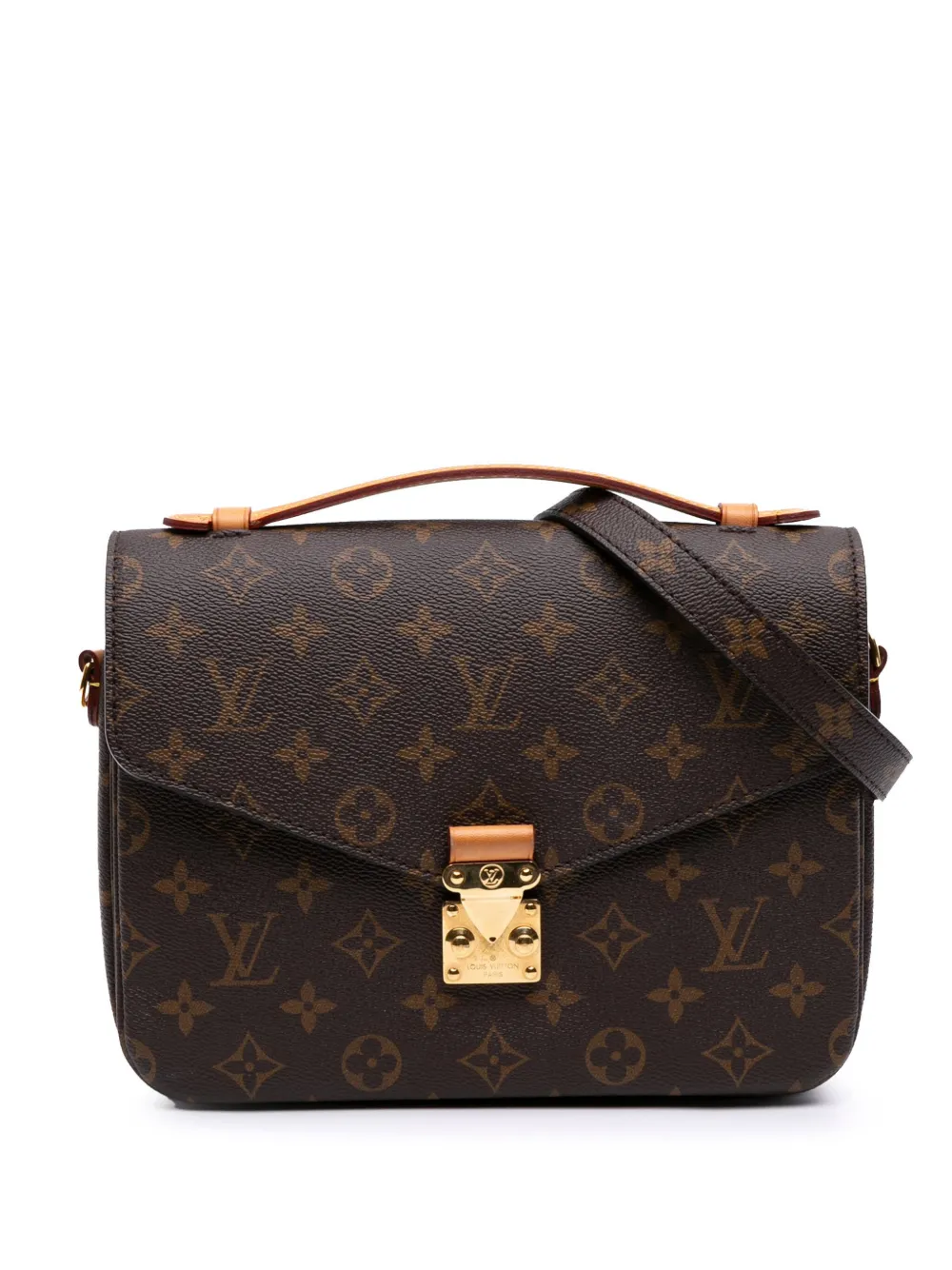 Pre-owned Louis Vuitton 2021-2025 Monogram Pochette Metis Satchel In Brown
