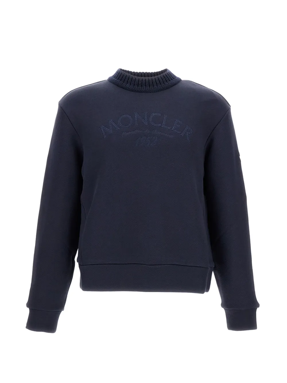 MONCLER Besticktes Sweatshirt mit gerippten Abschlüssen - Blau