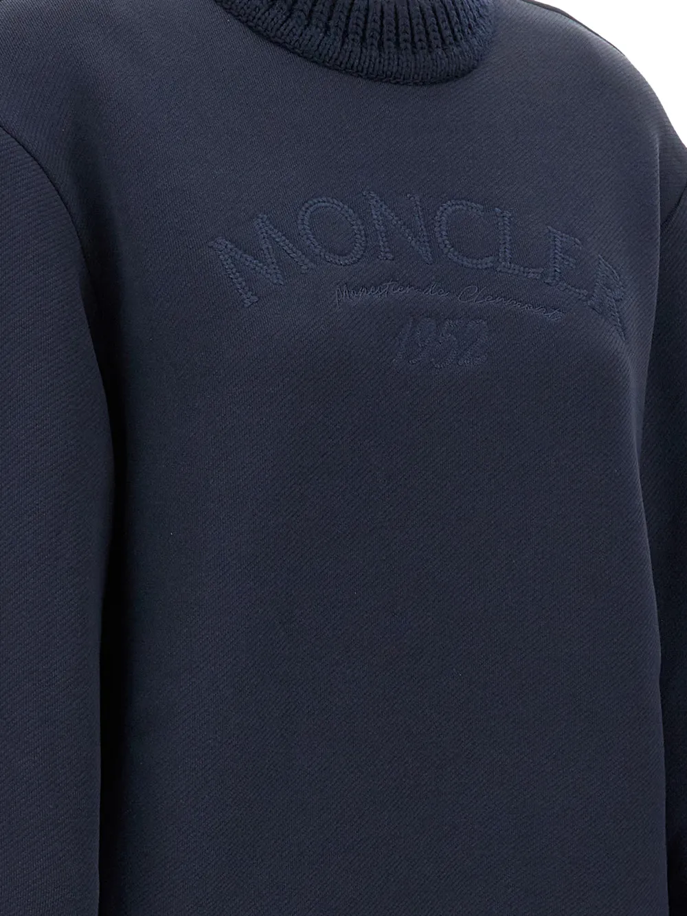 Moncler Sweater met borduurwerk en geribbelde manchetten Blauw