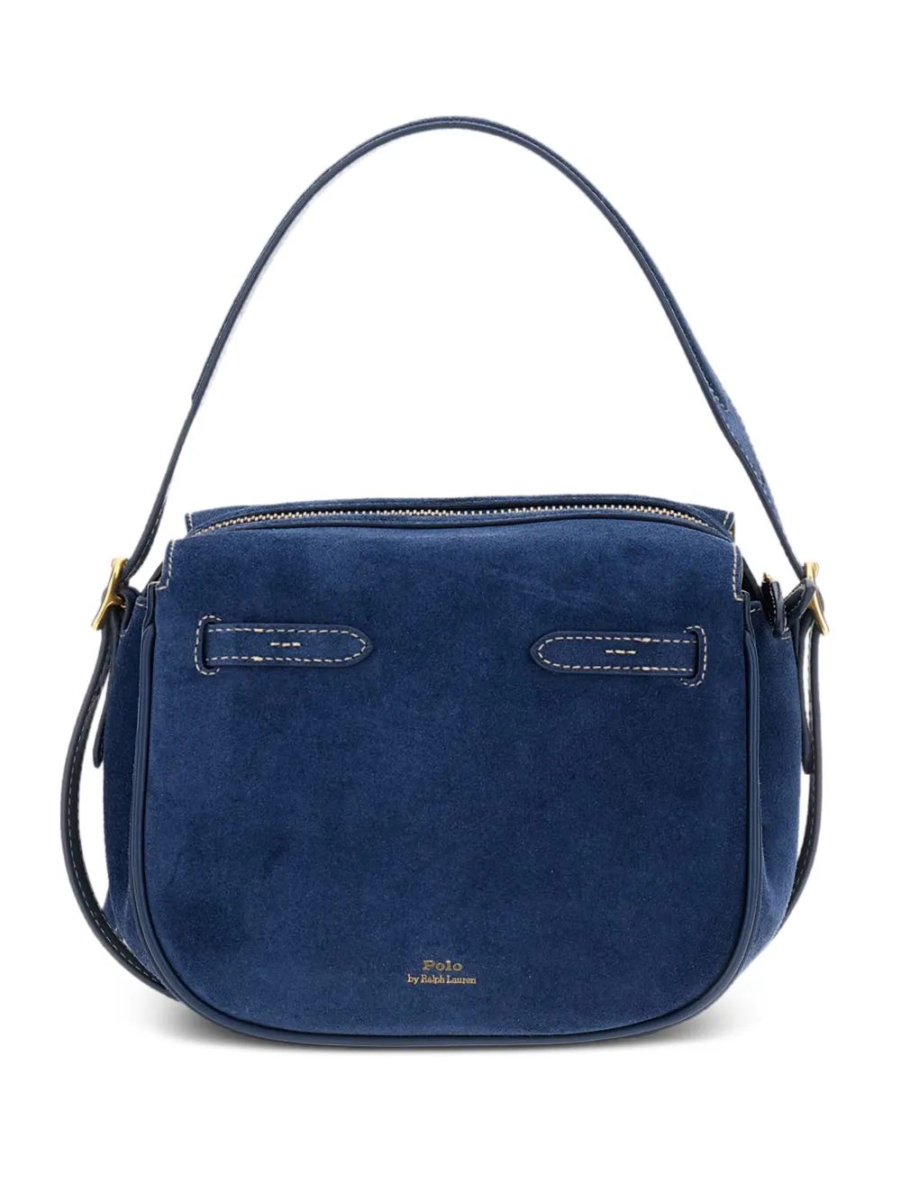buckle-handle suede shoulder bag
