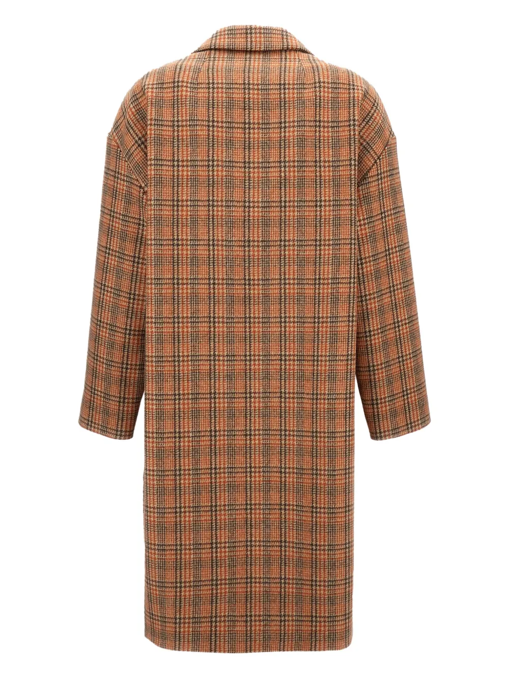 Alberto Biani Checked Flap-pocket Single-breasted Coat In Brown
