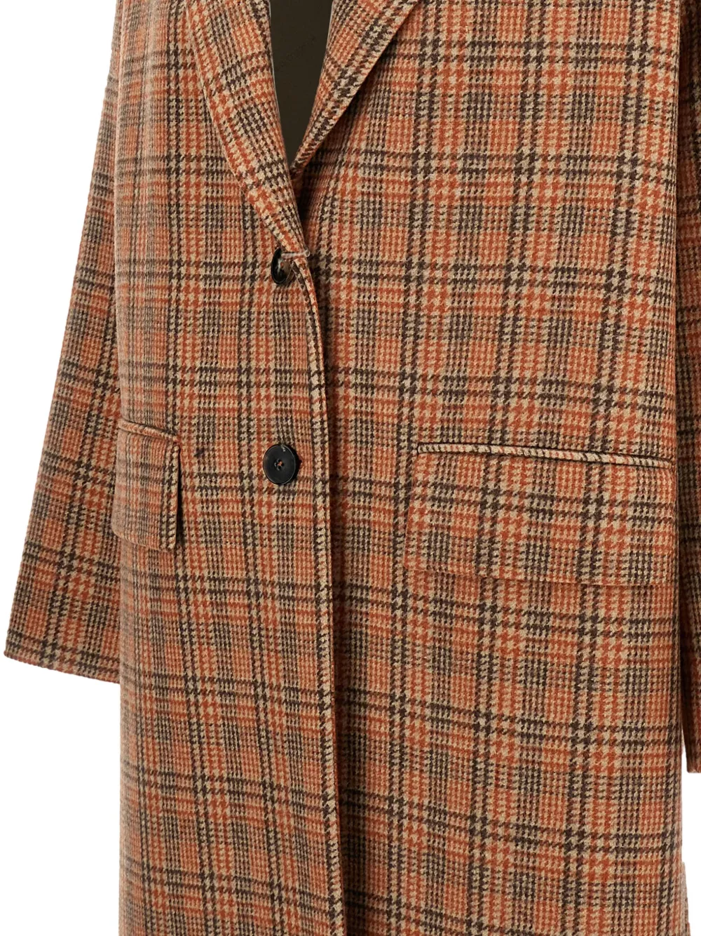 Alberto Biani Checked Flap-pocket Single-breasted Coat In Brown