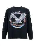 RHUDE eagle-print ribbed sweatshirt - Black