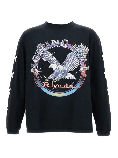 RHUDE sudadera de canalé con águila estampada