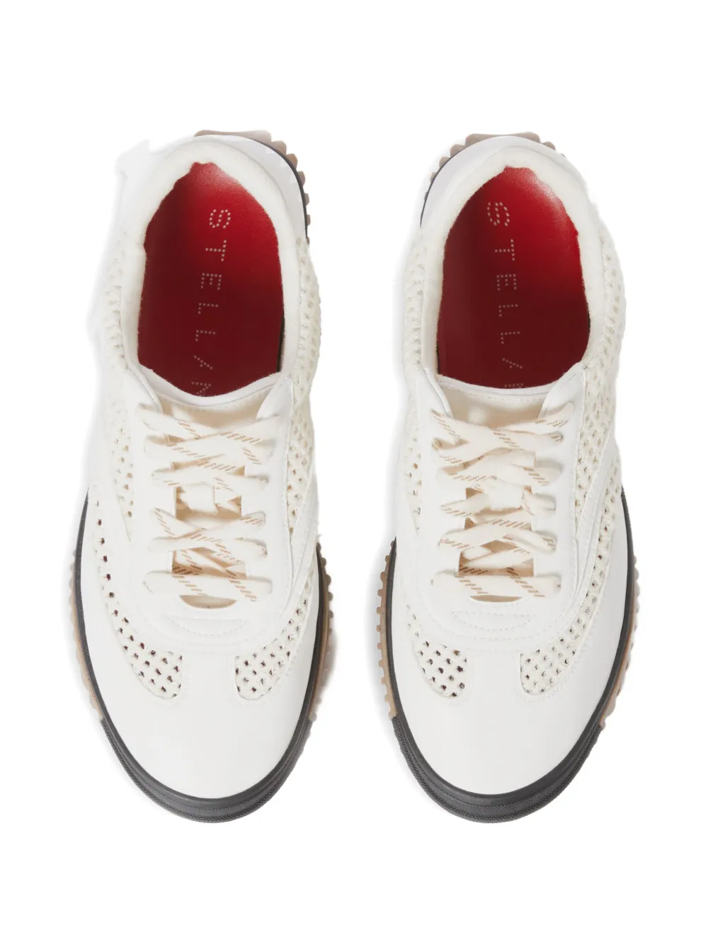 Stella Mccartney S-wave Sport Lace-up Mesh Sneakers In Neutral