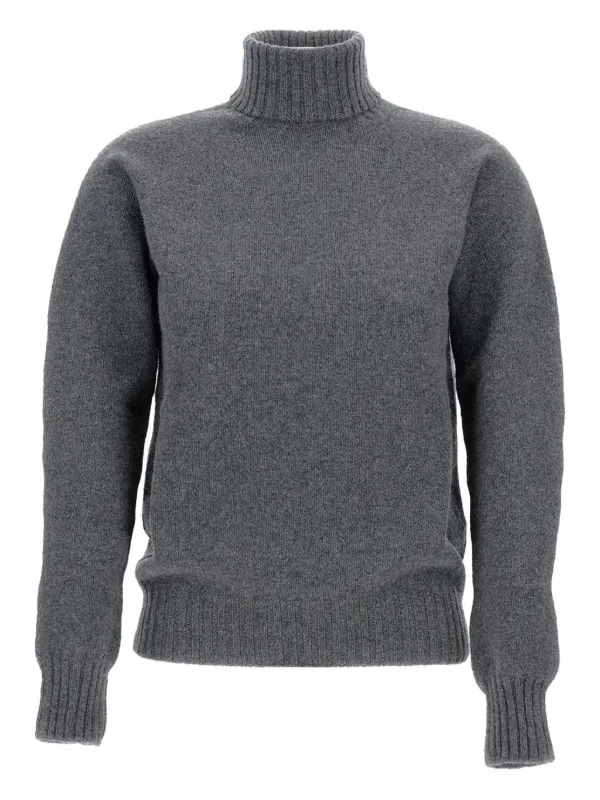 Drumohr Ribbed Turtleneck Sweater in Grey