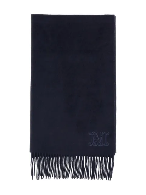 Max Mara monogram-embroidered fringed scarf