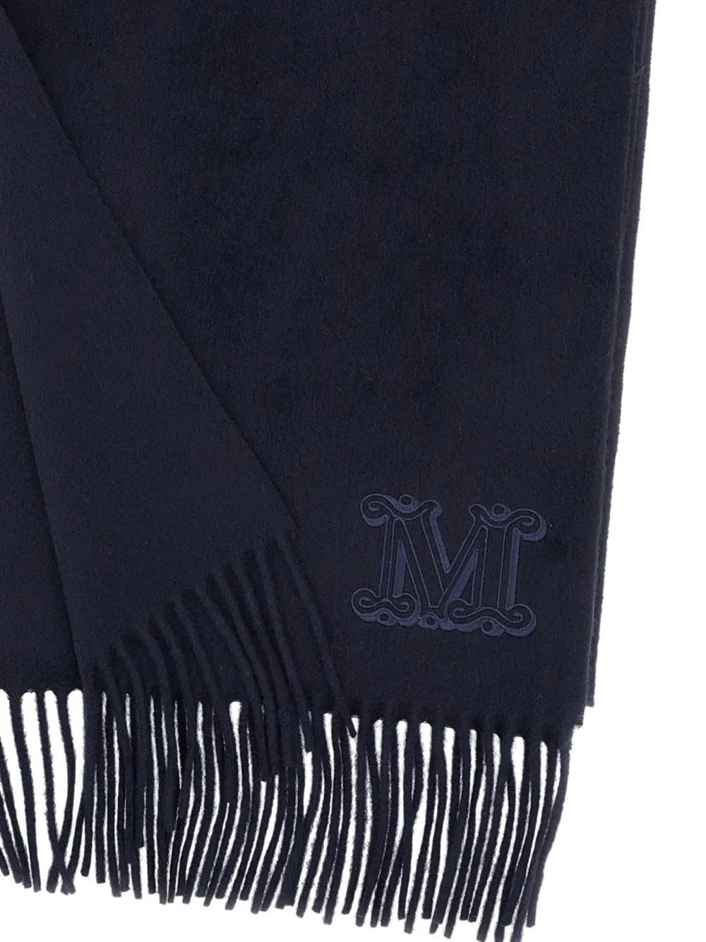 Max Mara Sjaal met geborduurd monogram en franje - Blauw