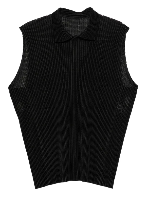 Homme Plissé Issey Miyake ノースリーブ ポロシャツ | ブラック