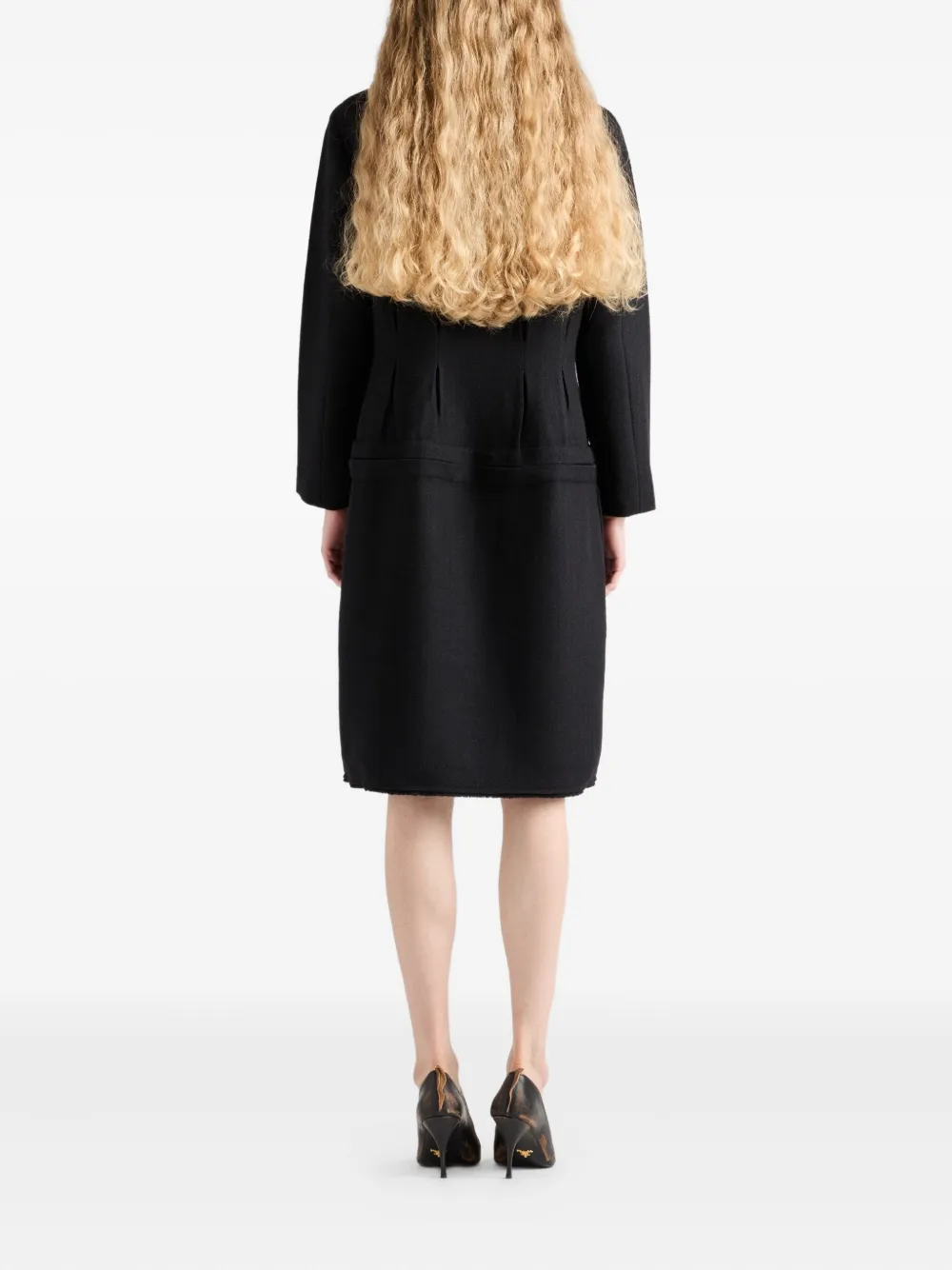 Prada Button-detailed Wool Midi Dress - Black 