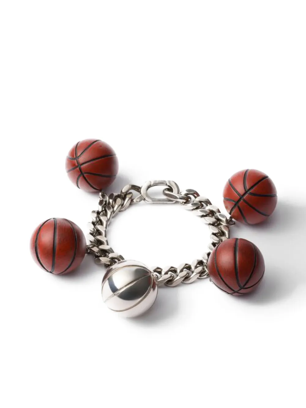 Prada バスケットボールチャーム チェーンブレスレット - ブラウン Prada バスケットボールチャーム チェーンブレスレット - ブラウン