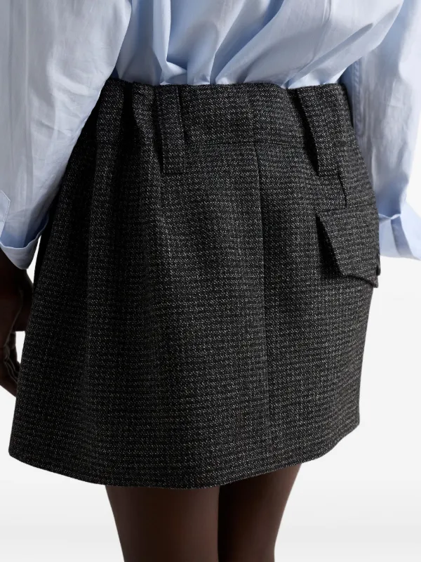 Prada check-pattern Wool Mini Skirt | Black | FARFETCH