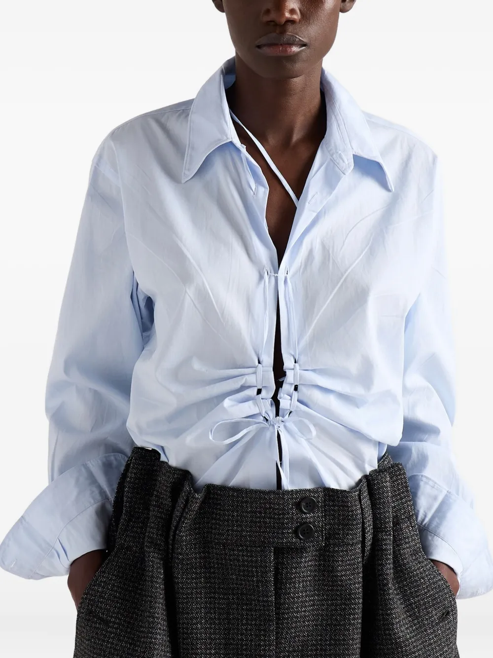 Prada Geruite wollen mini-rok Zwart