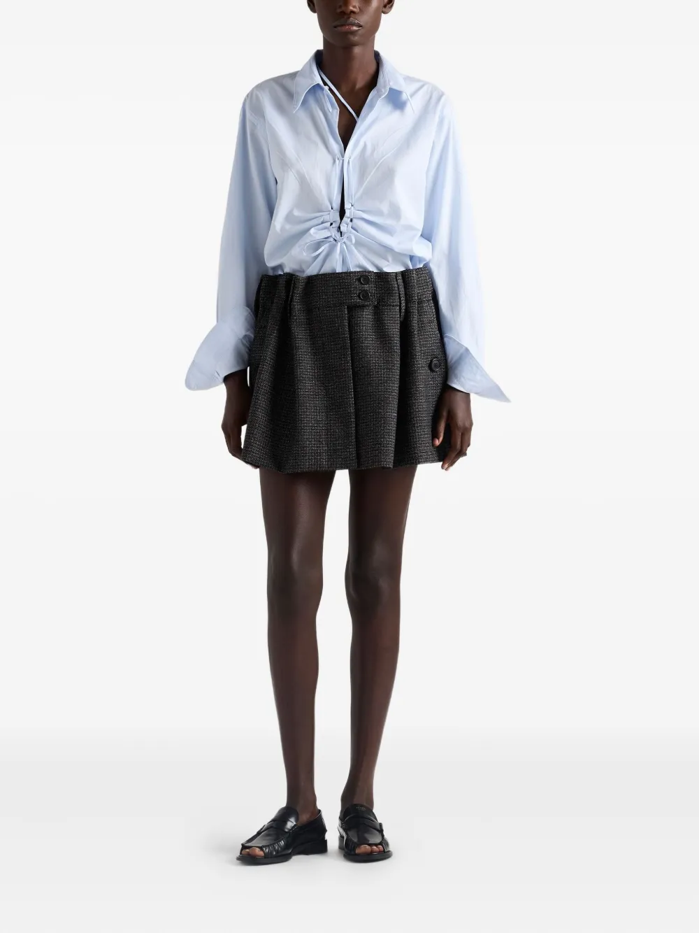 Prada Geruite wollen mini-rok - Zwart