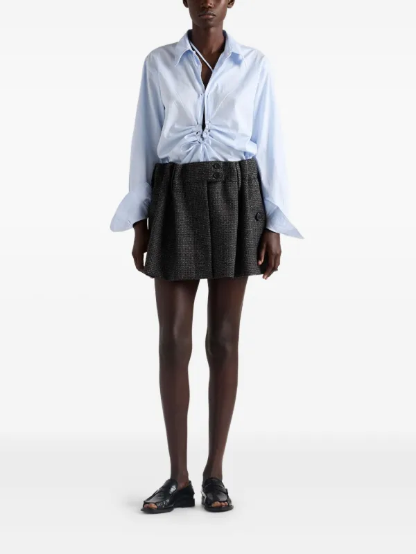 【Misapi】Prada Wool Skirt Prada check-pattern Wool Mini Skirt | Black | FARFETCH