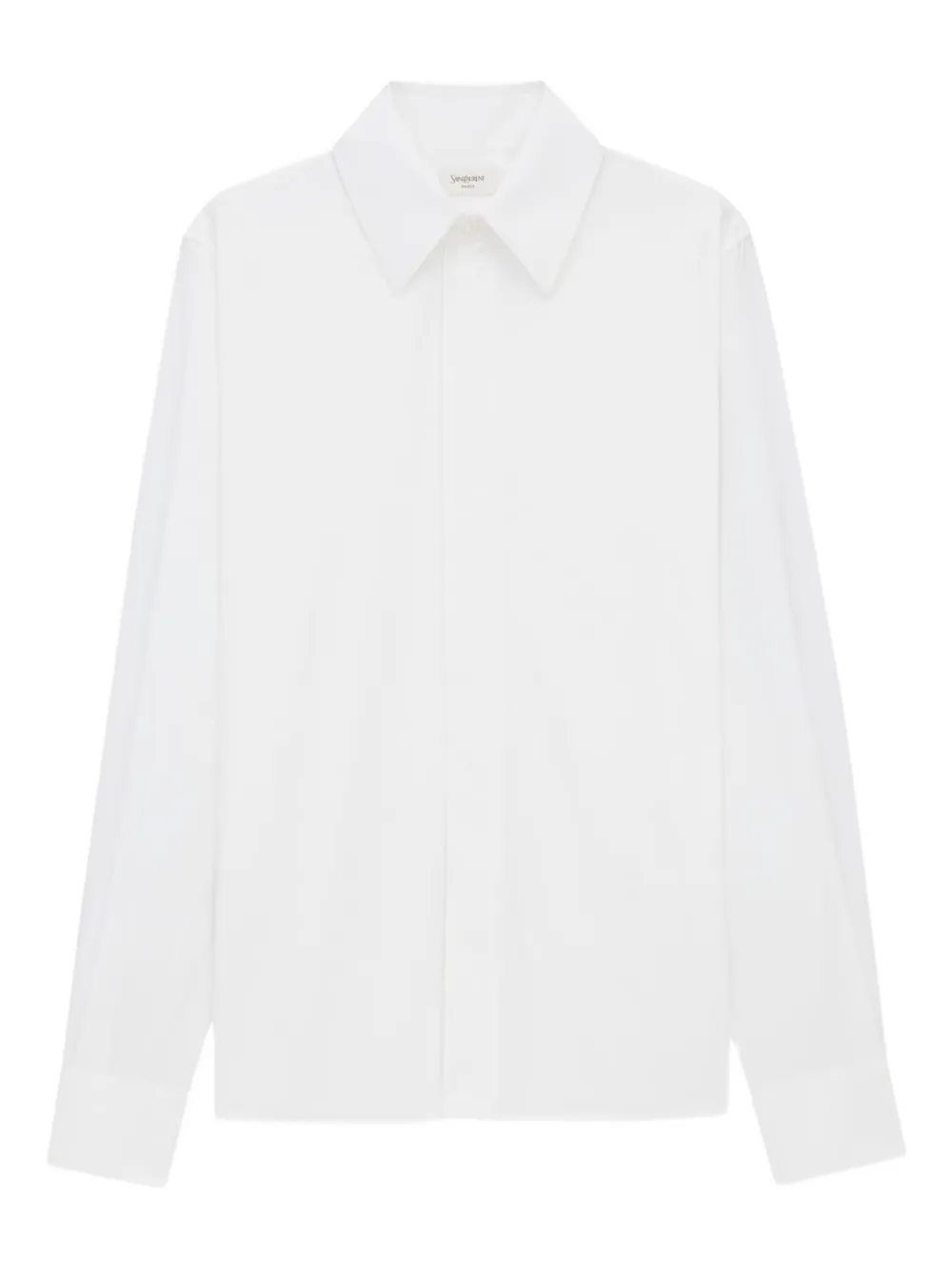 Saint Laurent Cassandre Shirt In Self-stripe Cotton Poplin In White