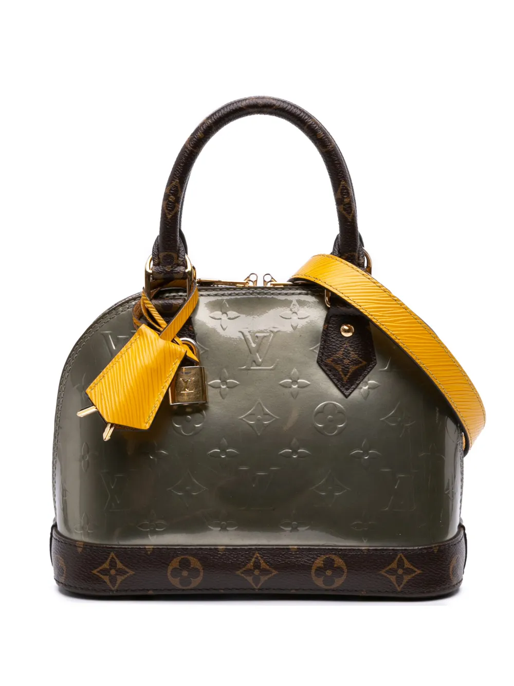 Pre-owned Louis Vuitton 2021-2025 Monogram Vernis Epi Alma Bb Satchel In Brown