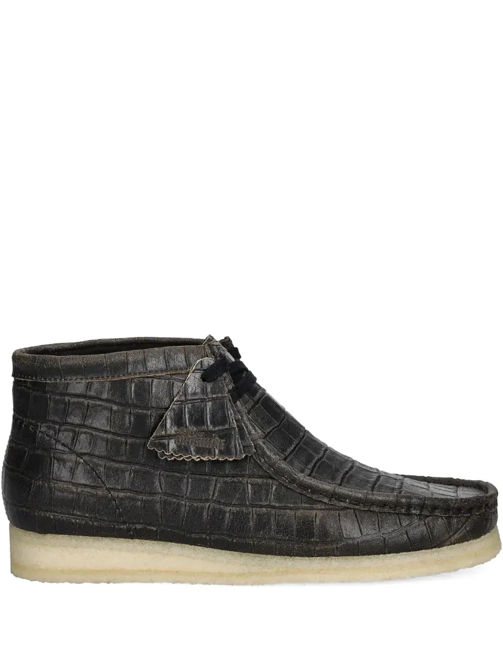 Clarks Originals Wallabee "Black Croc Distress" desert boots