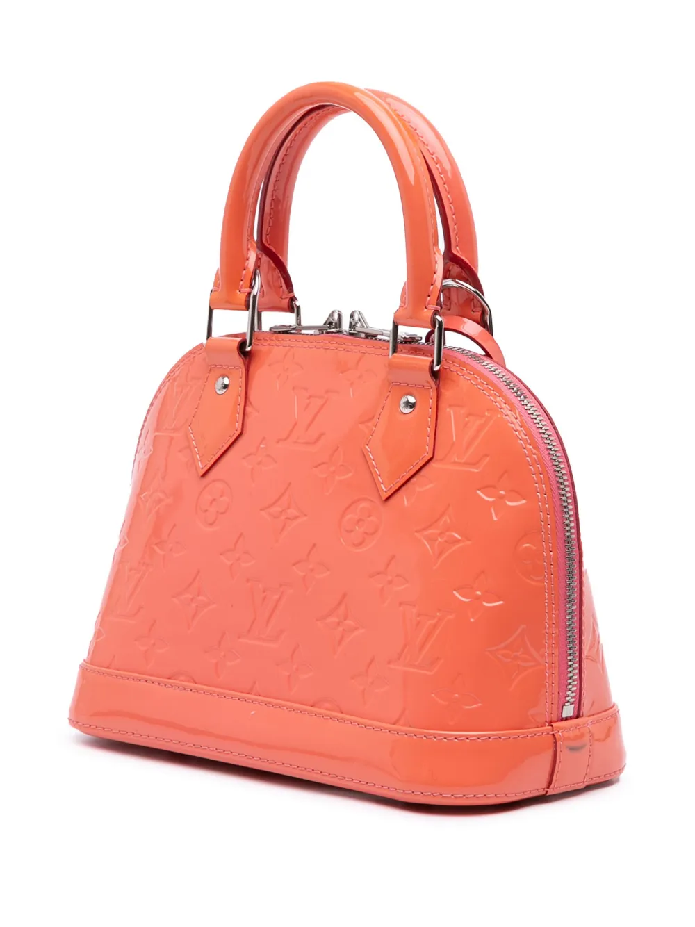 Pre-owned Louis Vuitton 2016 Monogram Vernis Alma Bb Satchel In Orange