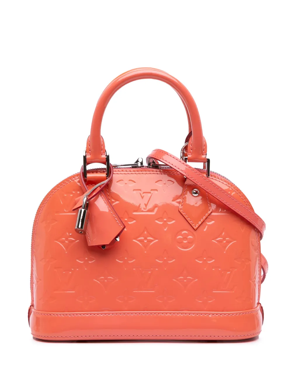 Pre-owned Louis Vuitton 2016 Monogram Vernis Alma Bb Satchel In Orange
