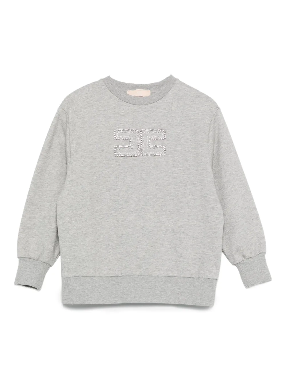 Elisabetta Franchi La Mia Bambina Sweater verfraaid met kristallen logo Grijs