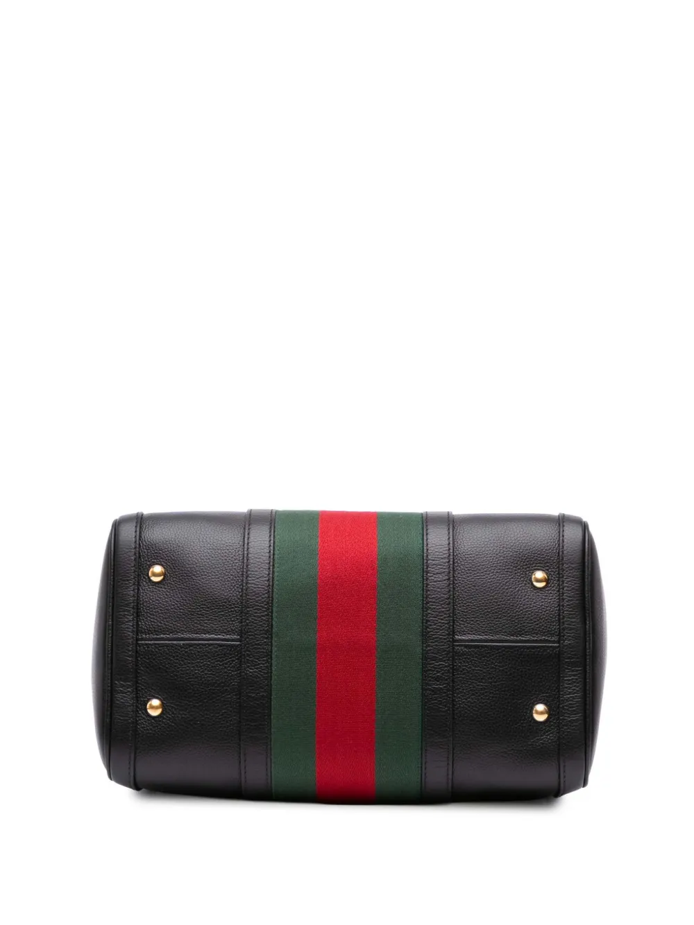 Pre-owned Gucci 2016-2025 Calfskin Web Joy Boston Bag Satchel In Black