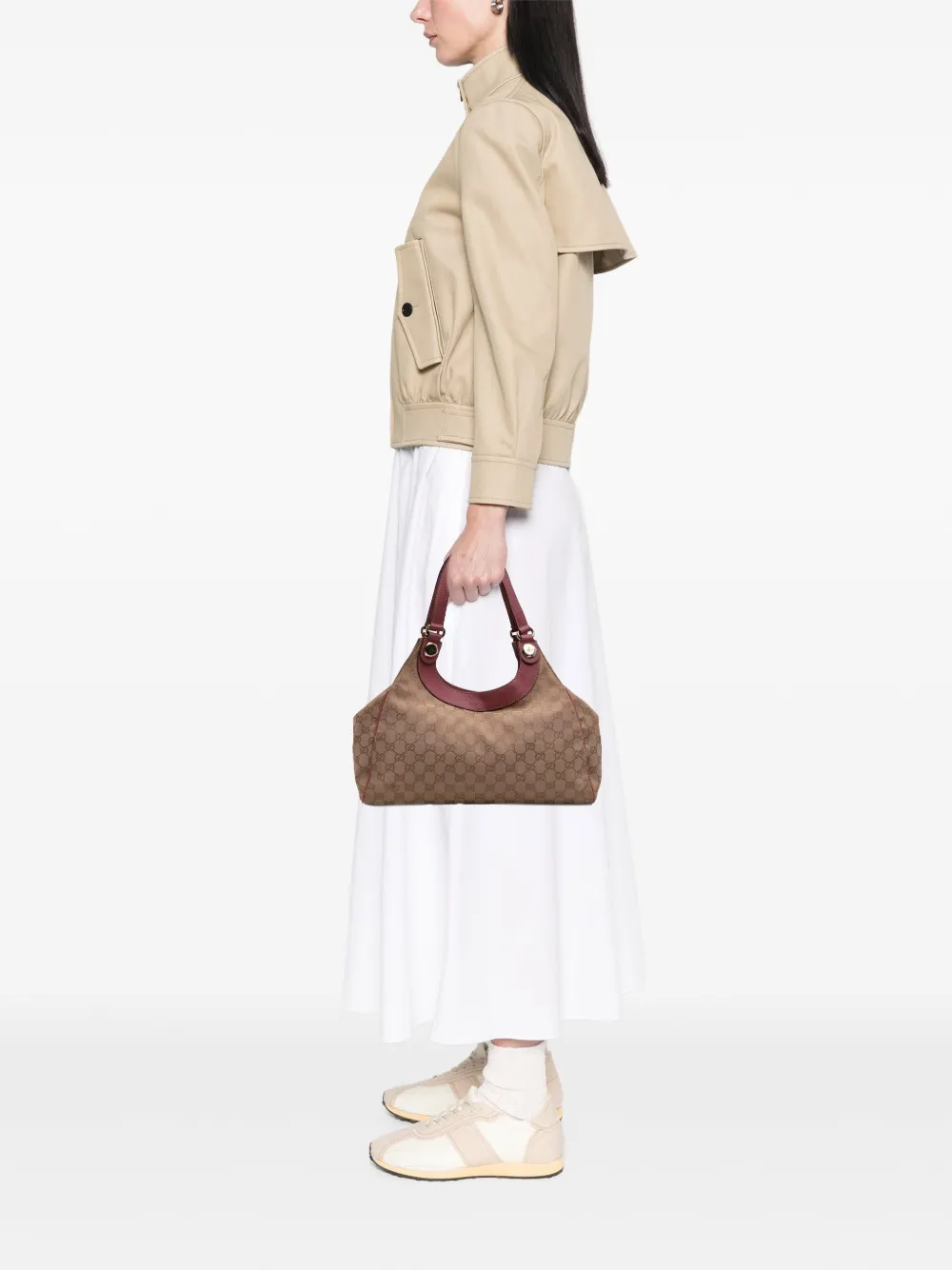 Pre-owned Gucci 2000-2015 Medium Gg Canvas Charmy Shoulder Bag In Brown