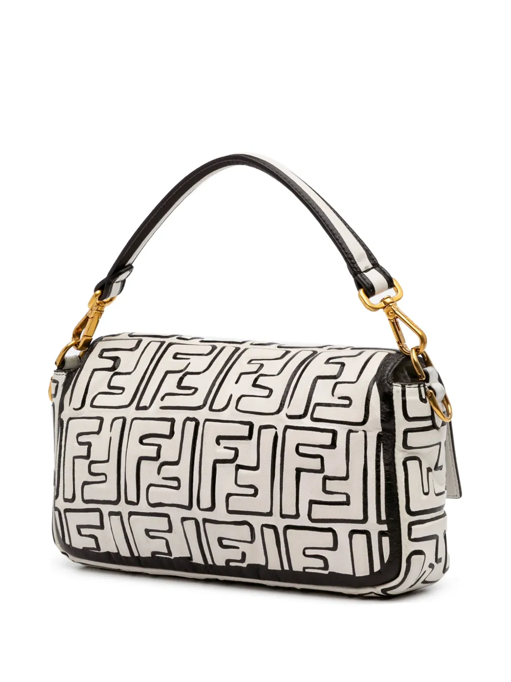 Pre-owned Fendi 2010-2025 Joshua Vides California Sky Medium Embossed Leather Baguette Satchel In White