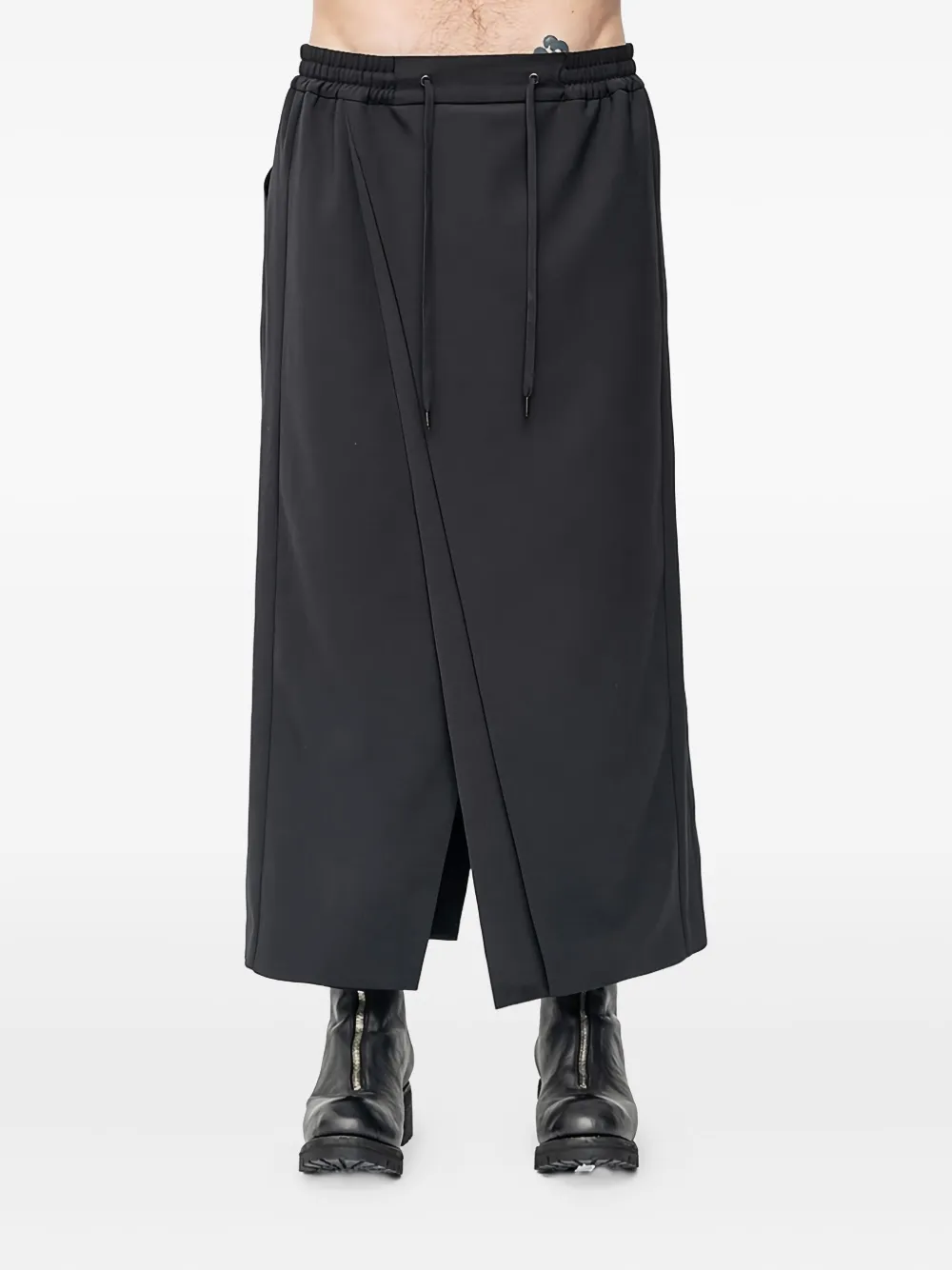 Devoa Broek met trekkoord en gewikkelde voorkant Zwart