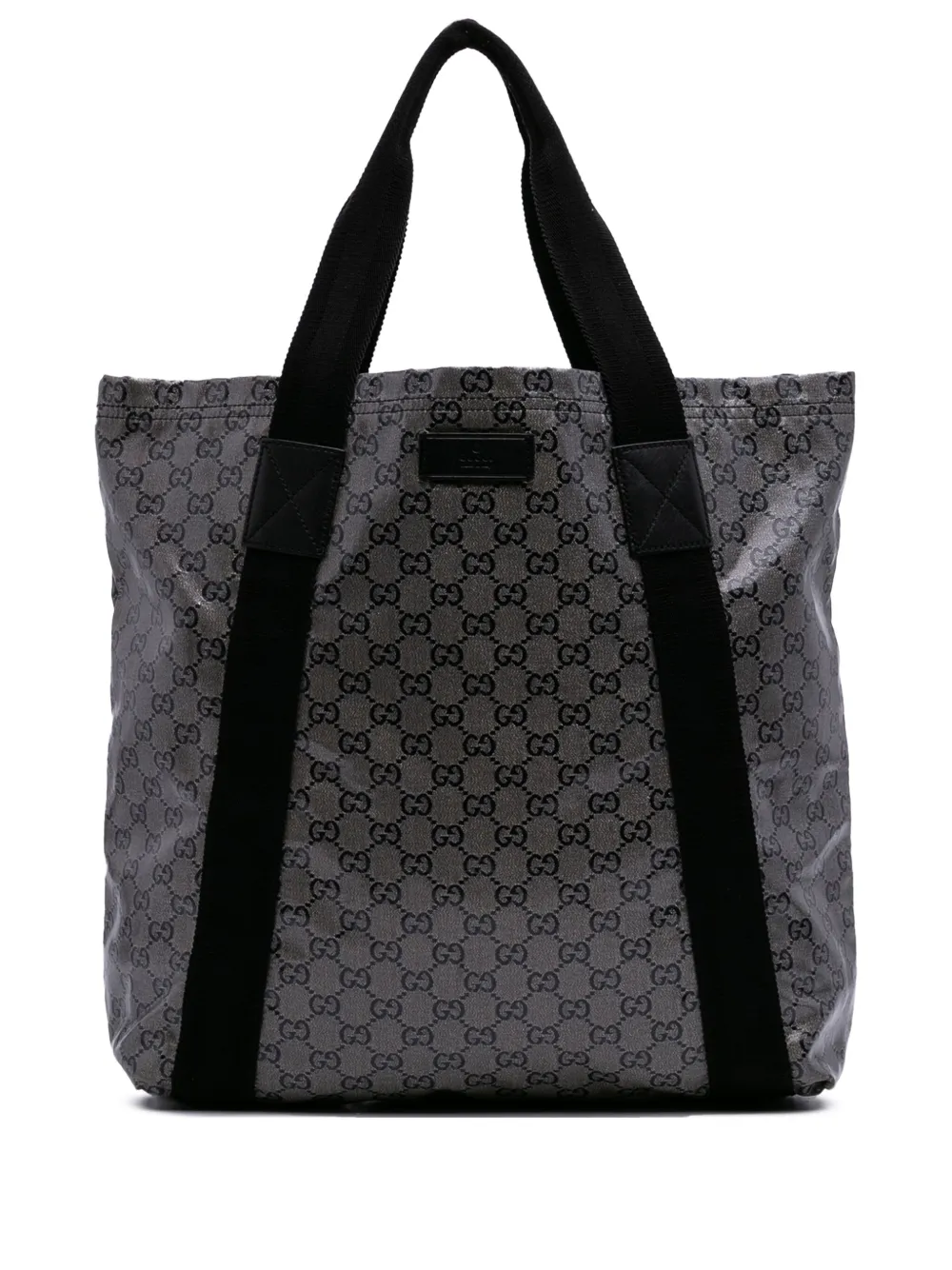 Pre-owned Gucci 2000-2015 Gg Crystal Web Tote Bag In Gray