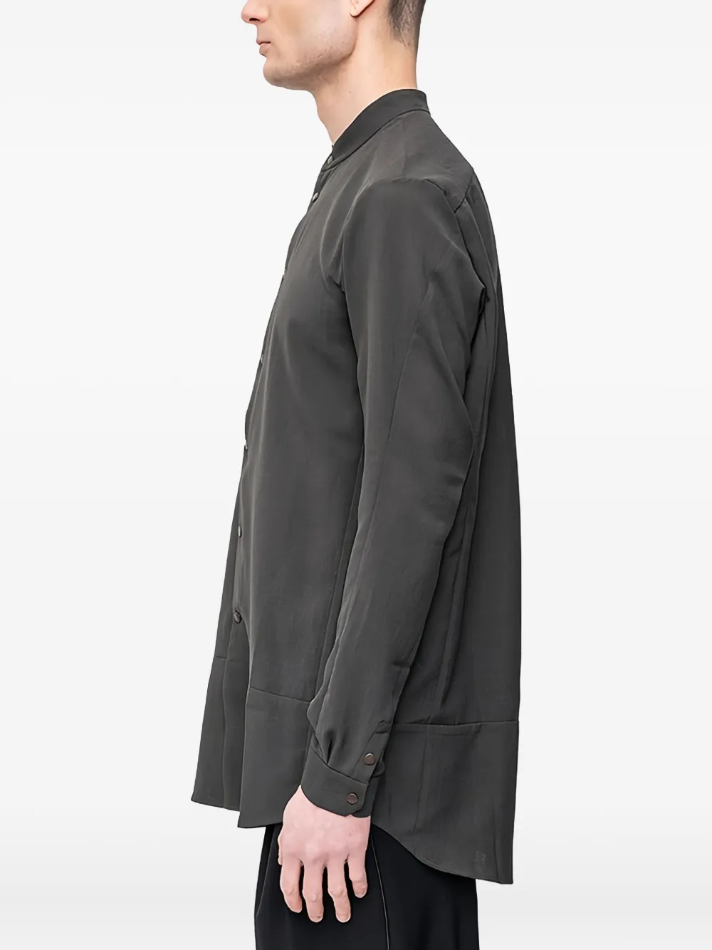 Devoa Button-down overhemd met ronde opstaande kraag - Grijs