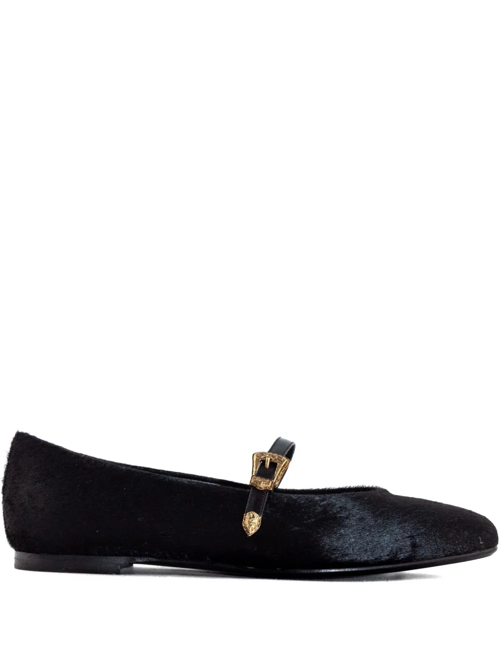 Roberto Festa calf-hair buckled ballet flats Black