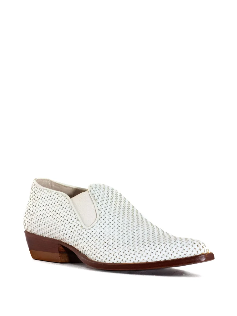 Sonora 30mm woven leather slip-on boots White