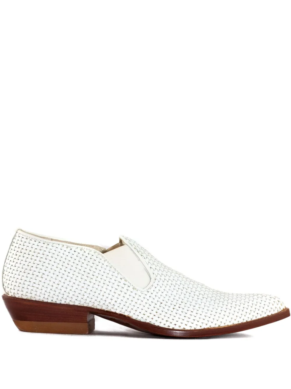 Sonora 30mm woven leather slip-on boots White