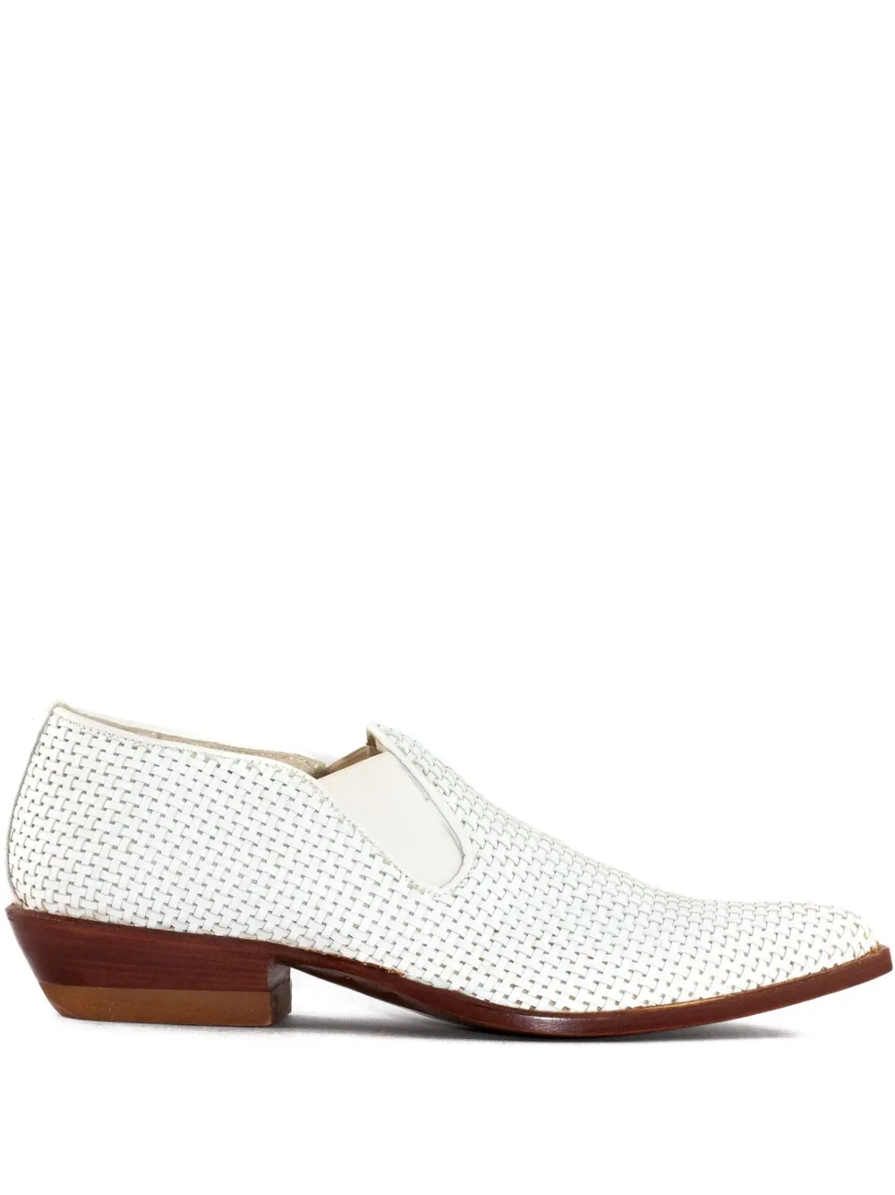 Sonora 30mm woven leather slip-on boots White