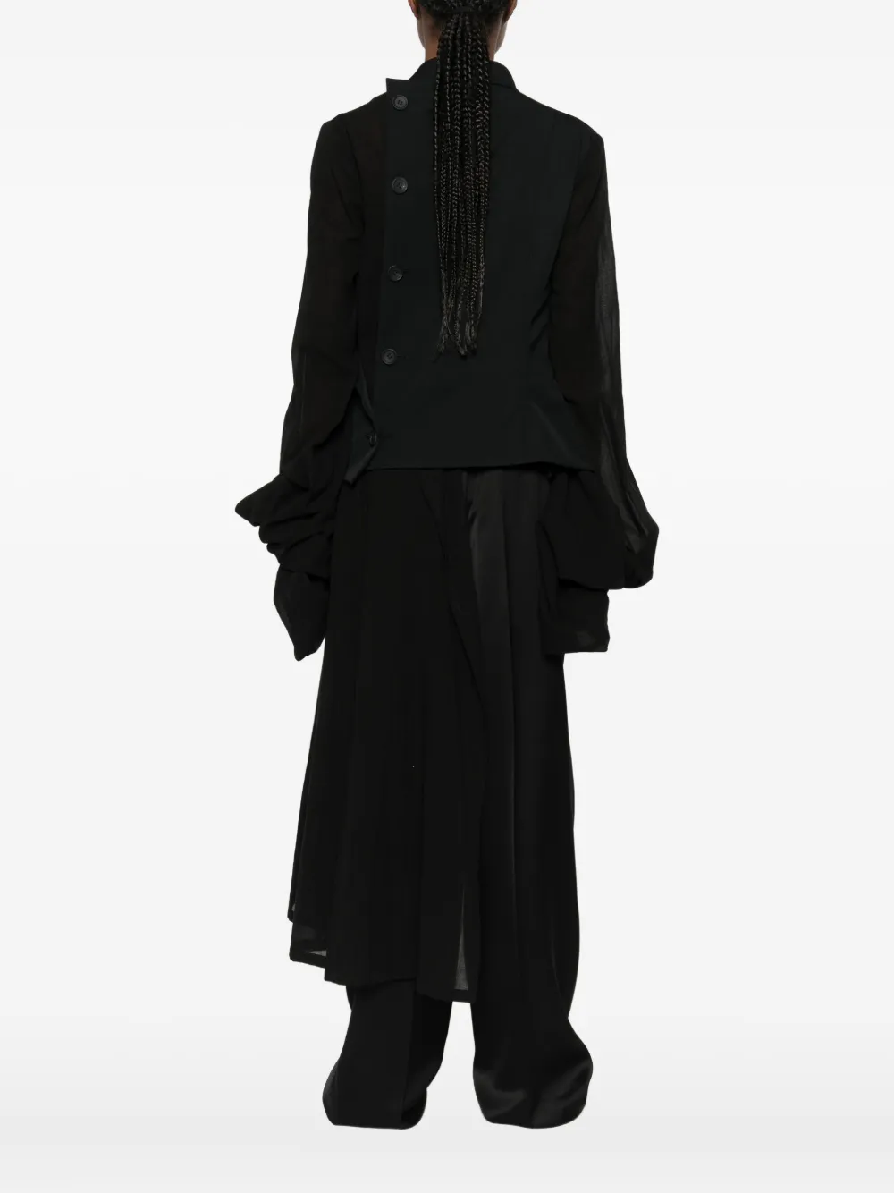 Yohji Yamamoto Balloon-sleeve Wrap Jacket In Black