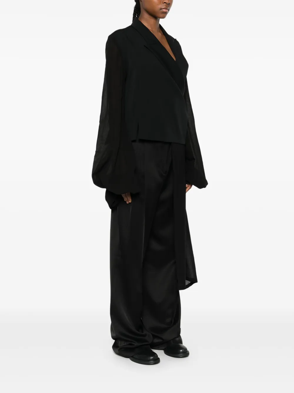 Yohji Yamamoto Wikkeljack met ballonmouwen Zwart