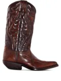 Sonora carved-motif leather boots - Brown