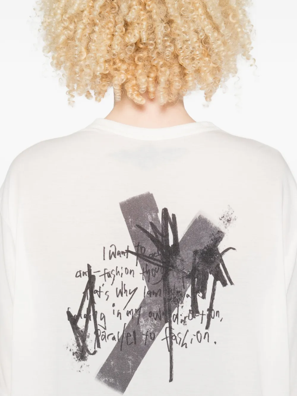 Yohji Yamamoto T-shirt met ronde hals Wit