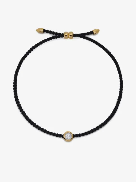 Monica Vinader gold-bead solitaire diamond bracelet