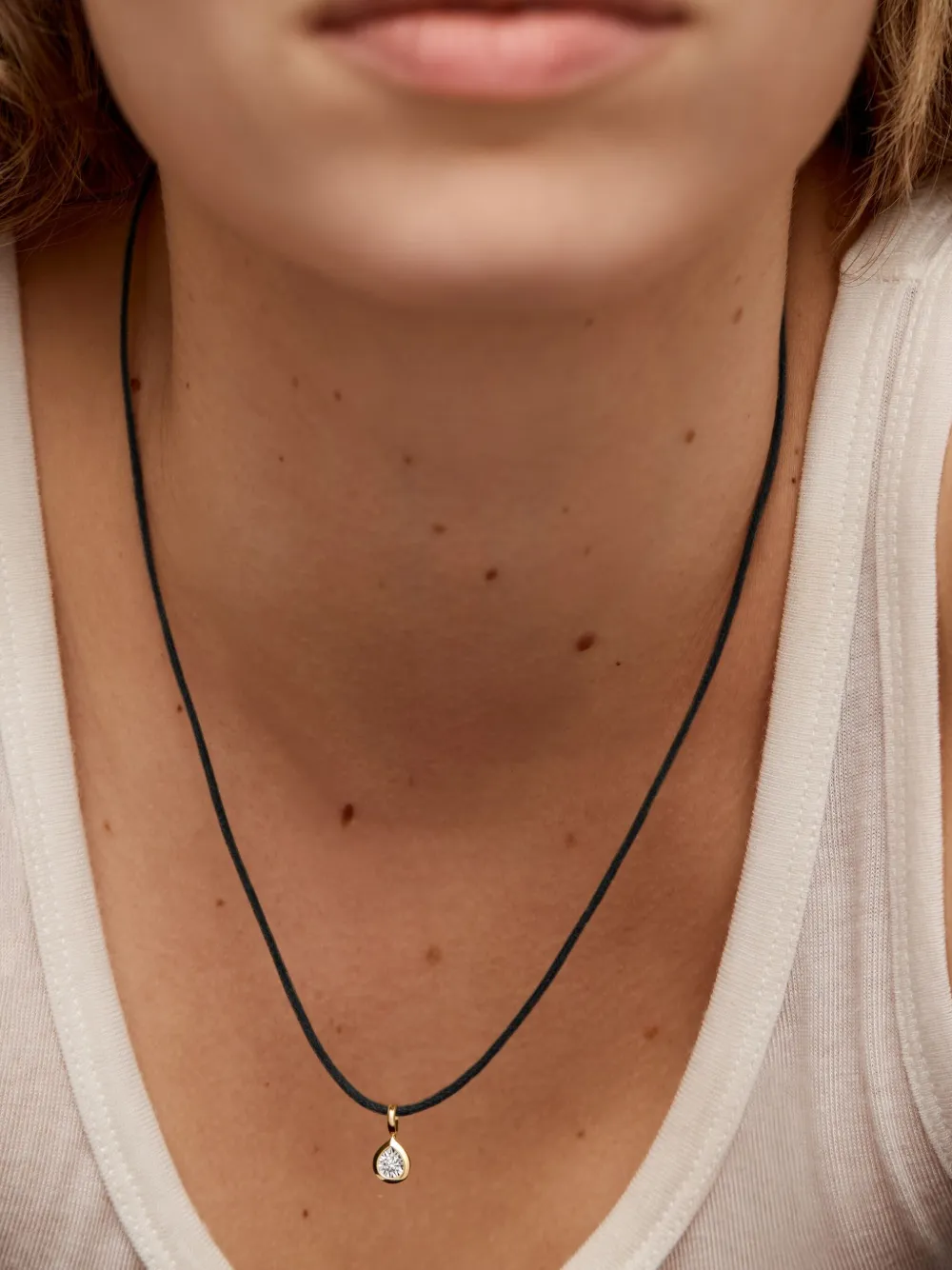Monica Vinader 18kt gouden vermeil halsketting met peer diamant - Zwart