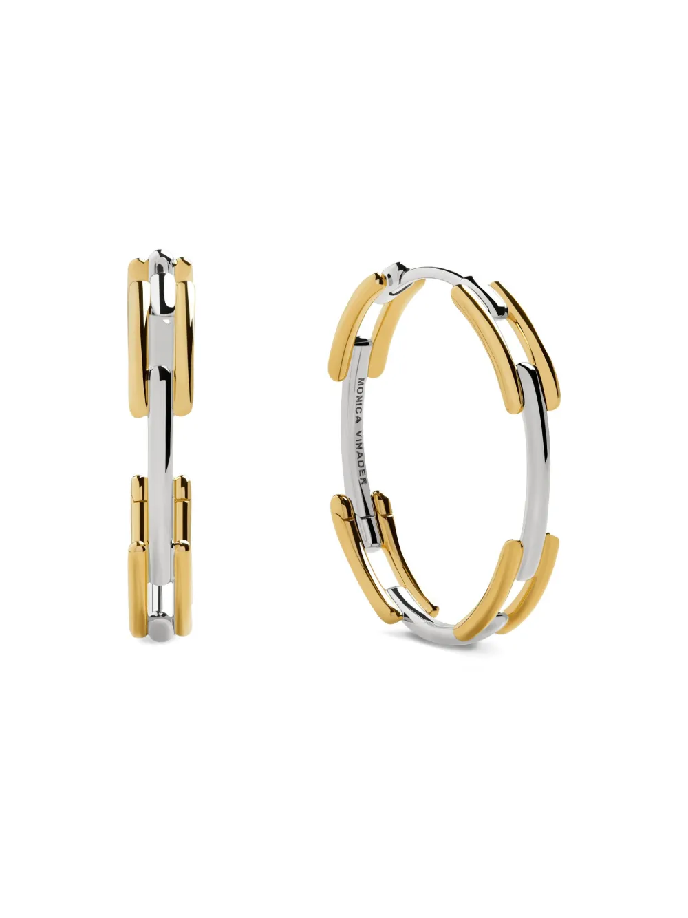 Monica Vinader Womens Signature Link 18ct Yellow Gold Vermeil Hoop Earrings In Gold