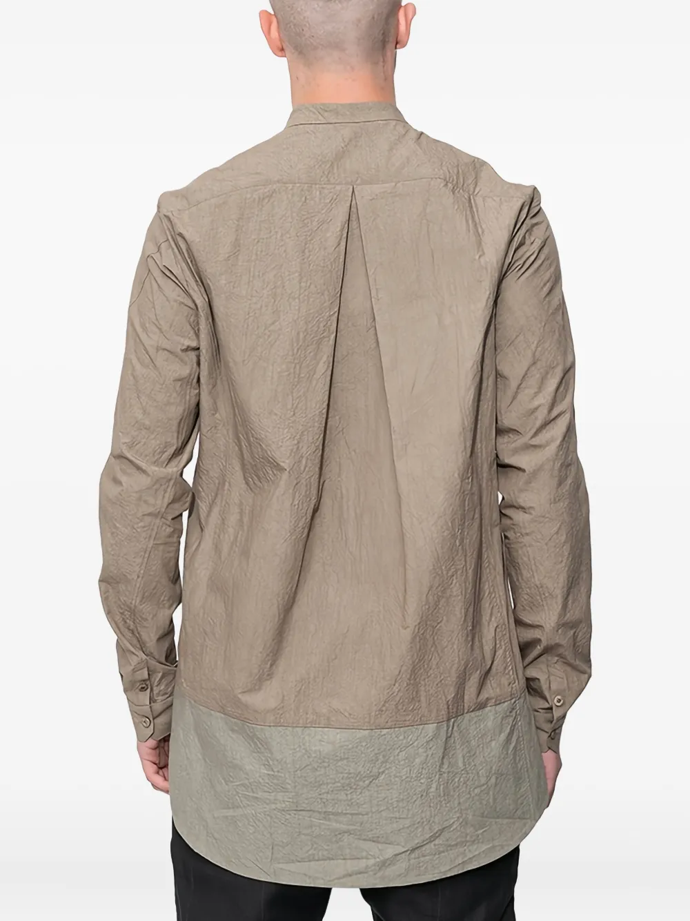 Devoa Mandarin-collar Panelled Shirt In Neutral