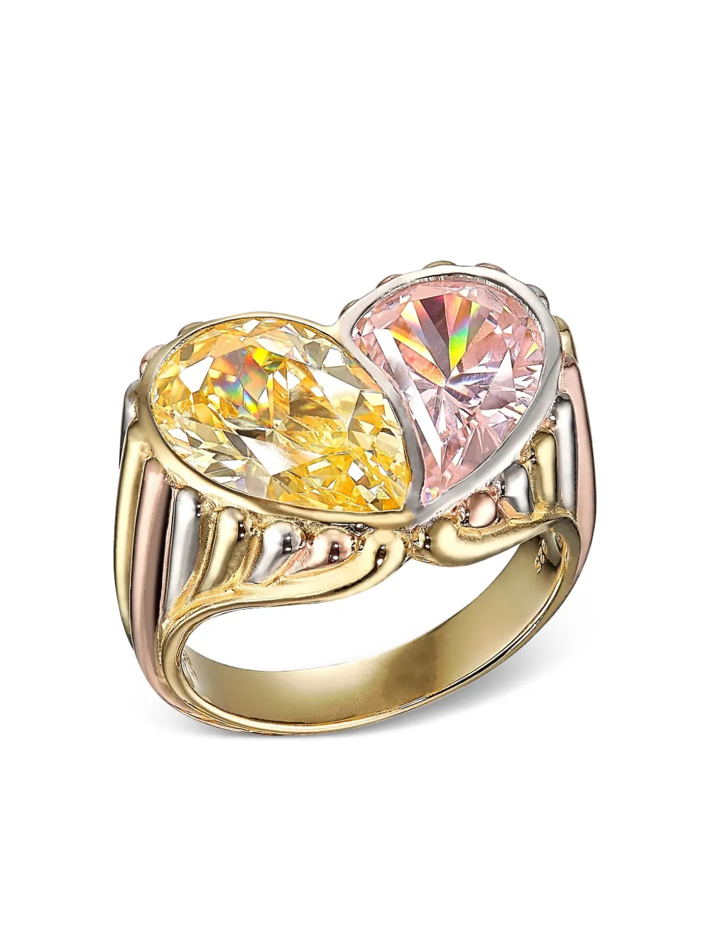 Anabela Chan 18k Yellow And Rose Vermeil Candy Heart Ring In Yellow
