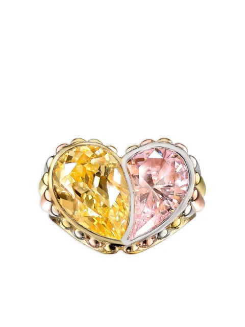 Anabela Chan anillo Candy Heart en oro amarillo de 18kt y rosa vermeil