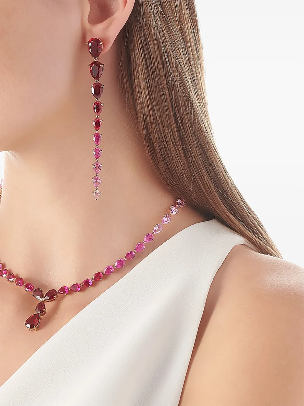 Anabela Chan 18k Rose Gold Vermeil Fuchsia Nova Earring In Burgundy