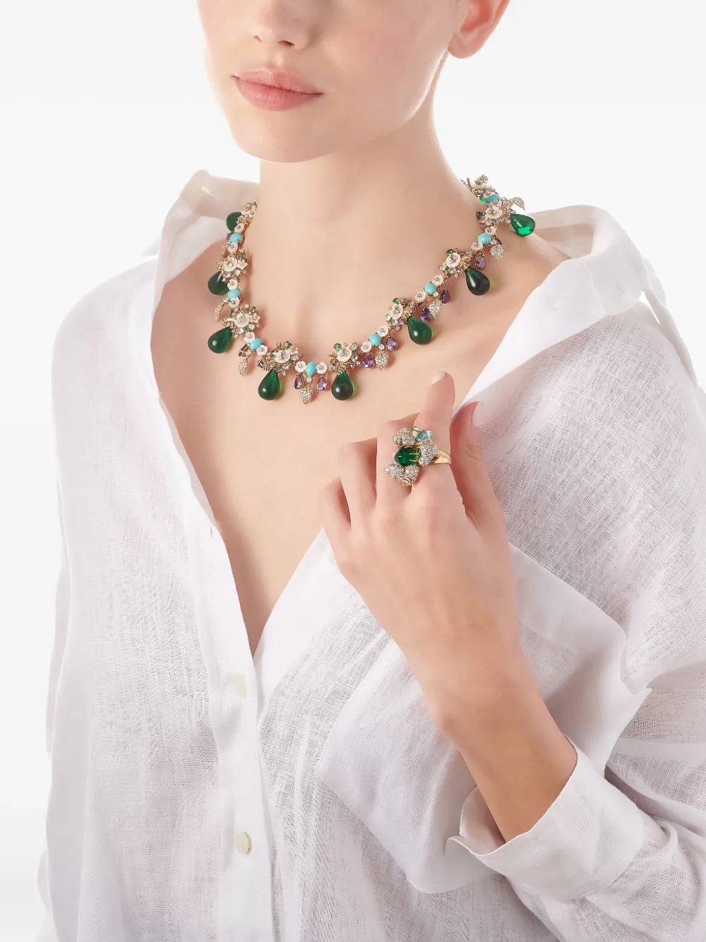 Anabela Chan collar Palm Paradise en oro amarillo vermeil de 18kt con gemas | Image 2